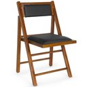 Ver imagem 2 de Cadeira Dobrável Rústica Castanho de Madeira com Estofado - Preto