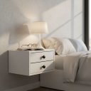 Ver imagem 4 de Mesa Cabeceira Suspensa Retrô 40cm com 2 Gavetas MDF 15mm Branco Mesa de Cabeceira Montada Puxador m
