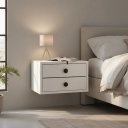 Ver imagem 3 de Mesa Cabeceira Suspensa Retrô 40cm com 2 Gavetas MDF 15mm Branco Mesa de Cabeceira Montada Puxador m