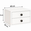 Ver imagem 2 de Mesa Cabeceira Suspensa Retrô 40cm com 2 Gavetas MDF 15mm Branco Mesa de Cabeceira Montada Puxador m