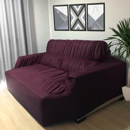 Capa Sofá Retrátil 2 Lugares 1,70m X 1,10m Elasticada 100% Poliéster Vinho - 3