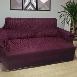 Capa Sofá Retrátil 2 Lugares 1,70m X 1,10m Elasticada 100% Poliéster Vinho - 4