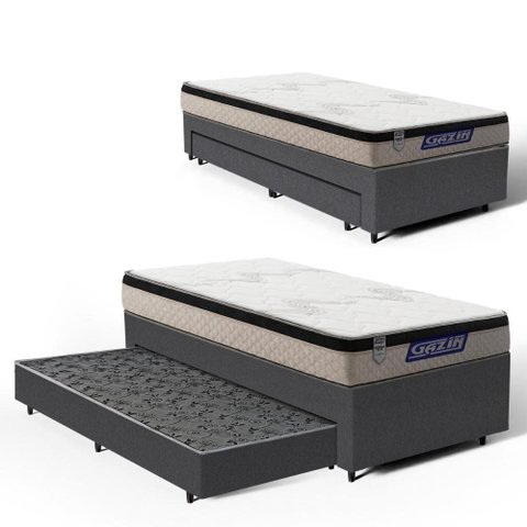 Cama Box com Colchão Gazin de Espuma D33 Pillow In Force Mid + Auxiliar de Espuma Solteiro 88cm