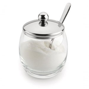 Açucareiro Vidro com Colher Tampa de Inox Mesa 250g Andrea