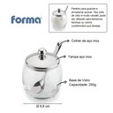 Ver imagem 2 de Açucareiro Vidro com Colher Tampa de Inox Mesa 250g Andrea