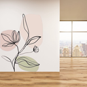 Ver imagem 1 de Adesivo de Parede Flor Ramos Rosa e Verde Tons Pastel