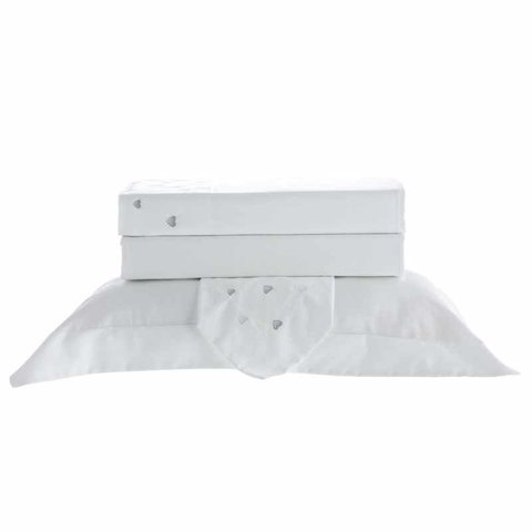 Jogo de Cama Casal Bordado Afetto Branco/Pratas Kacyumara