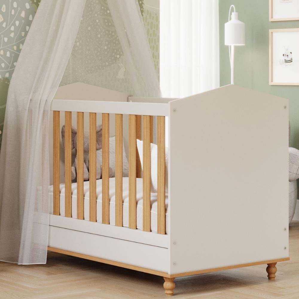 Berço Americano 100% Mdf 3 em 1 Mini Cama Montessoriana Off White