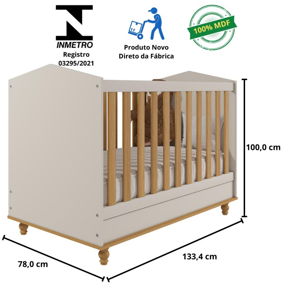 Berço Americano 100% Mdf 3 em 1 Mini Cama Montessoriana Off White - 5