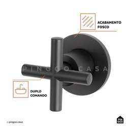 Torneira Para Banheiro Duplo Comando de Parede Cariús Pingoo.casa - Preto - 5 Torneira Para Banheiro Duplo Comando de Parede Cariús Pingoo.casa - Preto - 5