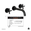 Ver imagem 2 de Torneira Para Banheiro Duplo Comando de Parede Cariús Pingoo.casa - Preto