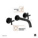 Ver imagem 3 de Torneira Para Banheiro Duplo Comando de Parede Cariús Pingoo.casa - Preto