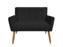 Ver imagem 1 de Namoradeira Decorativa Onix Suede Preto 2 Lugares Pés Madeira Ms Decor