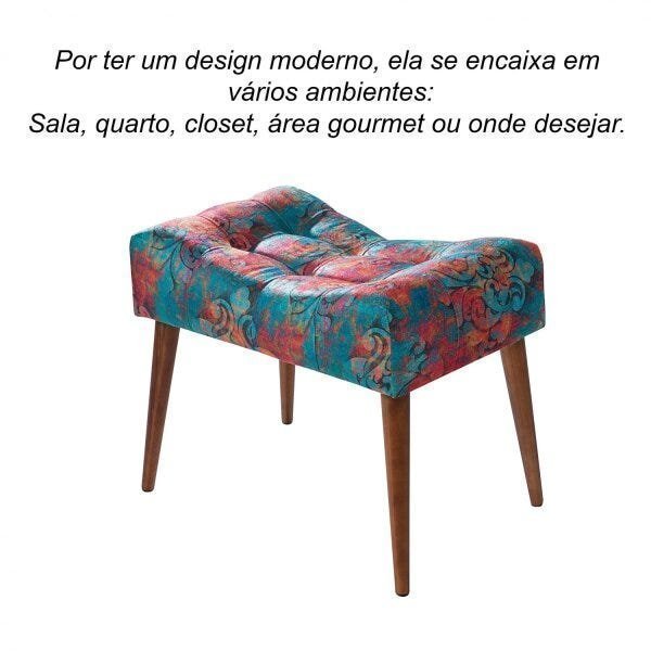 Puff Banqueta Jade Confort Decorativa Quarto Sala Suede Azul