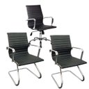 Ver imagem 1 de Conjunto com 1 Cadeira Presidente Giratória e 2 Cadeiras Executivas Base Fixa para Escritório