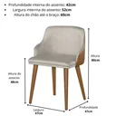 Ver imagem 2 de Kit 2 Cadeiras Jantar Million Linho Bege Couro Estofada Moderna