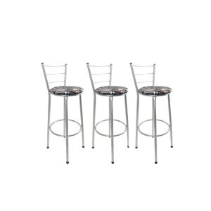 Kit 3 Banqueta Alta Prata Cozinha Gourmet Americana Balcão:cerveja