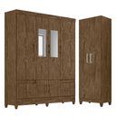 Ver imagem 1 de Guarda Roupa Casal Ms912 com Espelho e Armário Multiuso New Íris Castanho Wood - Moval