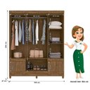 Ver imagem 4 de Guarda Roupa Casal Ms912 com Espelho e Armário Multiuso New Íris Castanho Wood - Moval