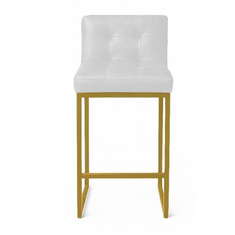 Banqueta Cozinha Alta com Encosto Industrial Dourado Lirina Pu C05 - D’Rossi