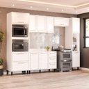 Ver imagem 1 de Armário de Cozinha Modulada Completa 5 Peças 310cm com Tampo 100% Mdf Amara Politorno Móveis