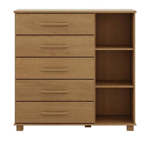 Conjunto Quarto Ouro: Guarda-Roupa 5 Portas, Cama Queen, Cômoda Sapateira e 2 Mesas Cabeceiras Café 