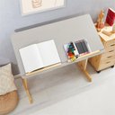 Ver imagem 5 de Escrivaninha Mesa de Desenho Olivia em Madeira Maciça Natural Cinza Idimex