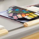 Ver imagem 7 de Escrivaninha Mesa de Desenho Olivia em Madeira Maciça Natural Cinza Idimex