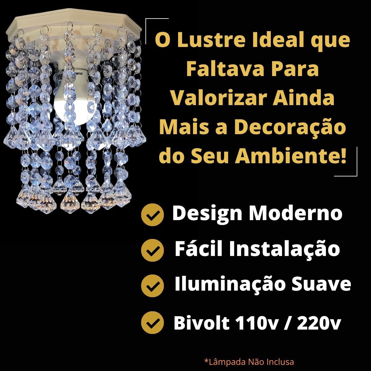 Lustre Plafon Decoração Para Casa Luminária de Teto Para Quarto Decorar Lavabo Design Moderno 17x22c - 3