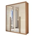 Ver imagem 4 de Guarda-roupa Solteiro Severo 4 Portas 3 Gavetas com Espelho Cinamomo/off White - Panorama Móveis