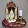 Imagem 22cm Nossa Senhora Aparecida Gesso Branca Com Pérolas e Strass Dourado - 3