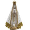 Imagem 22cm Nossa Senhora Aparecida Gesso Branca Com Pérolas e Strass Dourado - 1