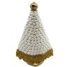 Imagem 22cm Nossa Senhora Aparecida Gesso Branca Com Pérolas e Strass Dourado - 2