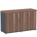 Ver imagem 1 de Armário Baixo Credenza PE40 Pandin 121,50 cm (largura) em MDP Cor Walnut e Grafito com Três Portas
