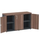 Ver imagem 2 de Armário Baixo Credenza PE40 Pandin 121,50 cm (largura) em MDP Cor Walnut e Grafito com Três Portas