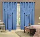 Ver imagem 1 de Cortina Decorativa Corta Luz Blackout com Voil para Janela ou Porta Balcão 3,00M x 2,40M Azul Varão