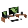 Suporte de Mesa Base Elevada Ajustável 3 Monitores Gamer Notebook Madeira Natural - 2