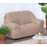 Kit Capa de Sofá 2 e 3 Lugares Paris Modelo Retrô Elasticada Malha Gel Lisa:avelã Bege - 3