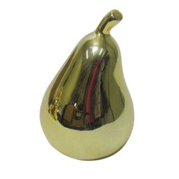Fruteira Ouro Dourada Kit Maça Pera Banana Decoração Ceramica - 6