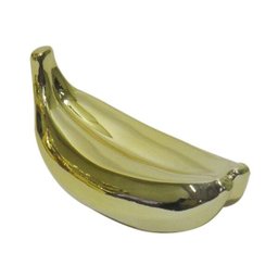 Fruteira Ouro Dourada Kit Maça Pera Banana Decoração Ceramica - 5