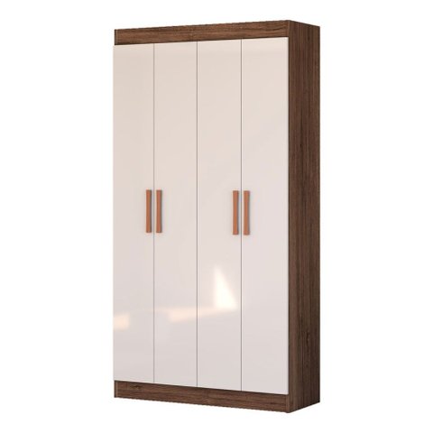 Armário Multiuso Dueto 4 Portas 8 Prateleiras Castanho/off White - Panorama Móveis