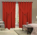 Ver imagem 1 de Cortina Voil com Forro Blackout PVC Vermelho 3,00M x 2,80M 100% Corta Luz com para Varão Simples