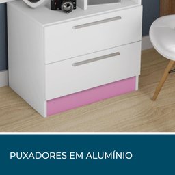 Penteadeira com Espelho Branco/Rosa Flex Notável Móveis - 7
