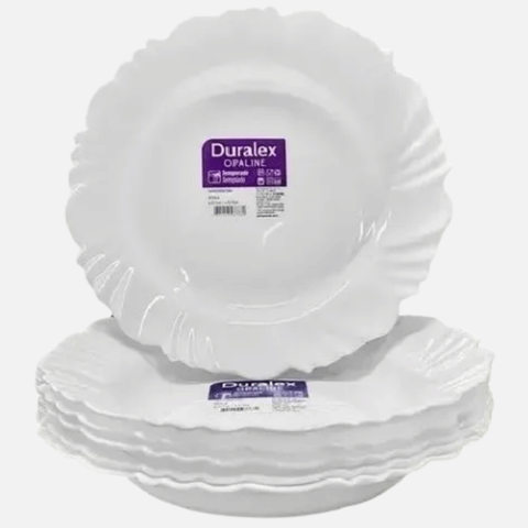 Prato de Sobremesa Pétala Nadir 19 cm em Vidro Opaline Branco - Kit com 24 Unidades