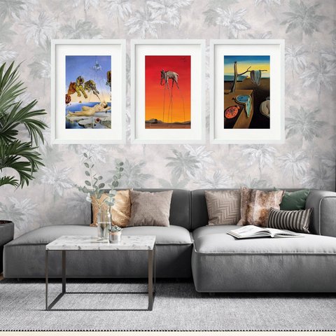 Kit 3 Quadros Grandes Salvador Dalí Collection 60x48cm:moldura Branca