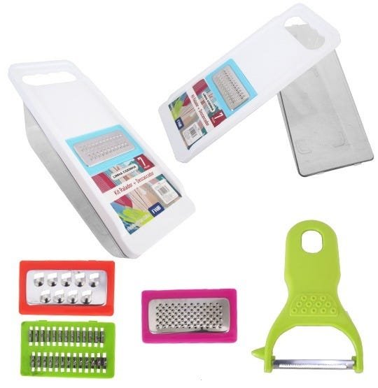 Kit Cozinha Ralador Com 4 Lâminas Tesoura Faca e Pegador - 2