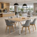 Ver imagem 1 de Mesa Cozinha e Refeitório 180cm x 90cm Pés Metal com 6 Cadeiras Siena Pés Madeira Casa Lar