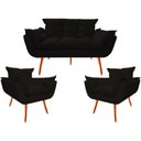 Ver imagem 1 de 2 Poltr e Namoradeira Opala Decorativa Reforçada Suede Preto
