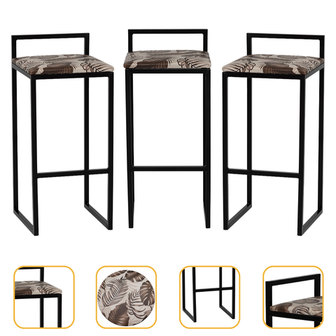 Kit 3 Banqueta Quadrada Preta para Balcão Ilha Cozinha Gourmet Bancada Piscina Bares Àrea de Lazer