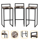 Ver imagem 1 de Kit 3 Banqueta Quadrada Preta para Balcão Ilha Cozinha Gourmet Bancada Piscina Bares Àrea de Lazer
